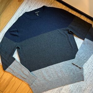 Mark Law Men’s Colorblock Wool Blend Crewneck Sweater Navy Gray Sz S